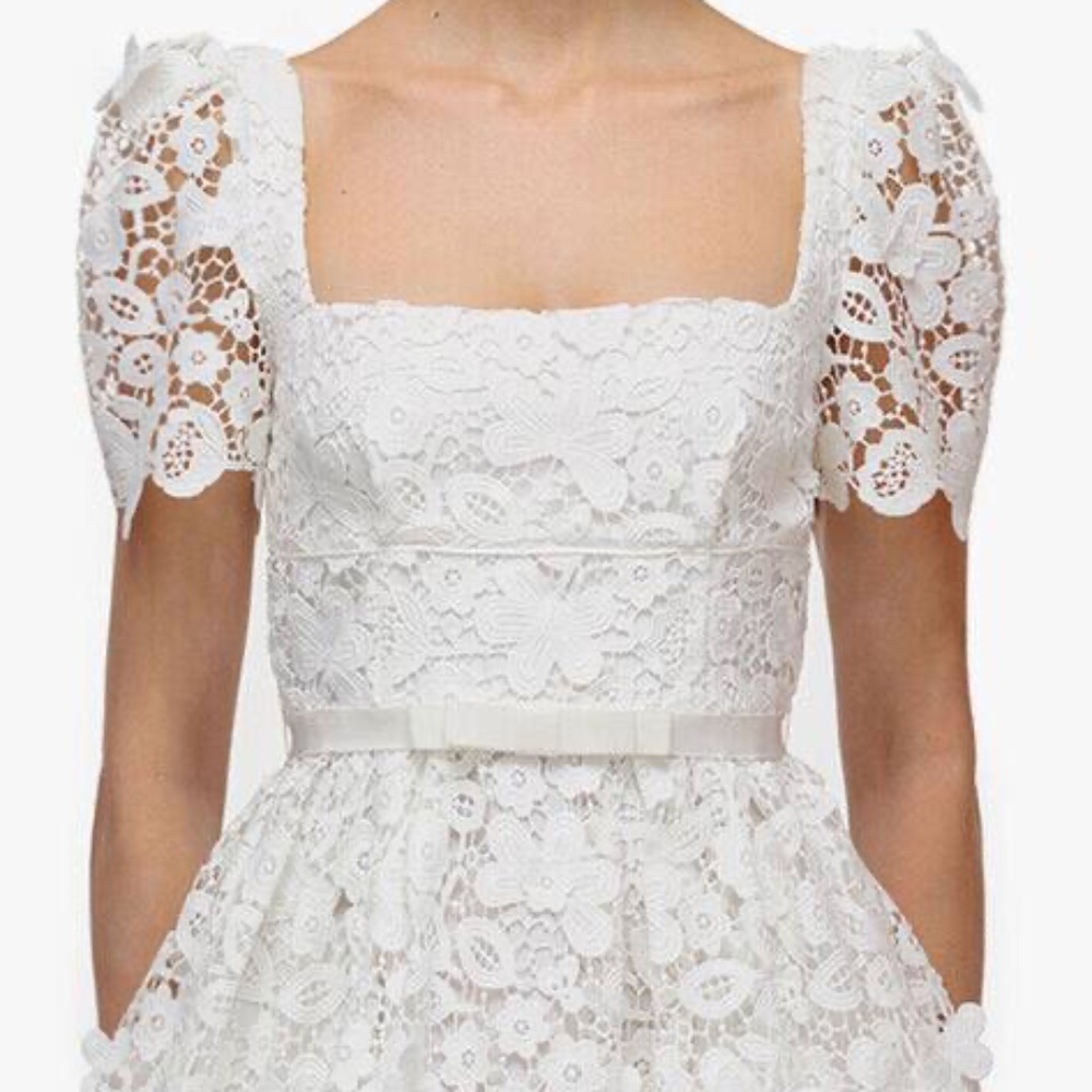 Self-Portrait White Guipure Lace Midi Dress NWT Size 10